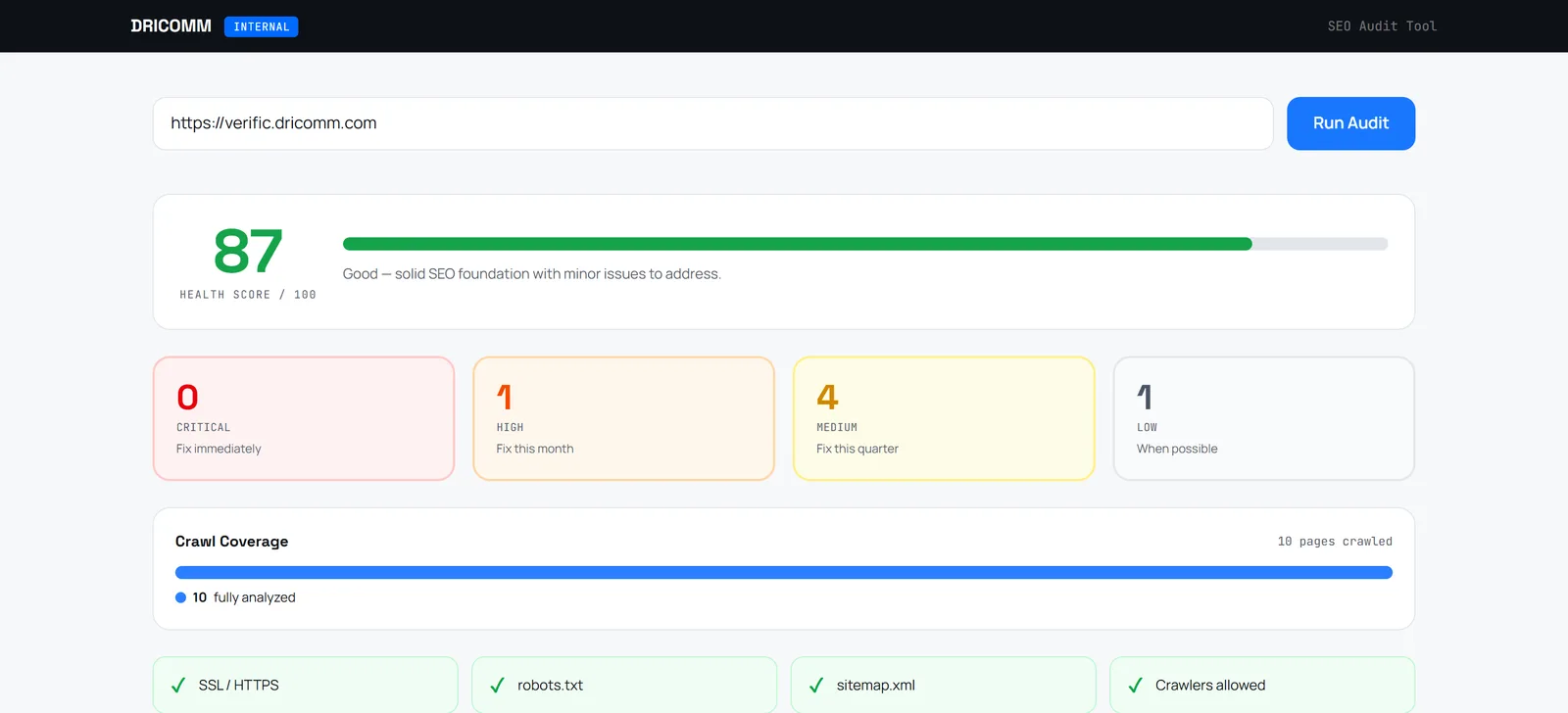 Système d'audit SEO